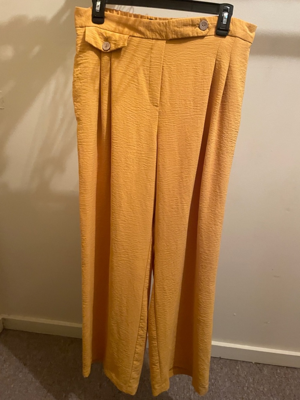 Jules & Leopold Wide-Leg High-Waist Pants in Mustard Yellow